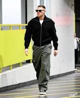 　球場入りするフリーマン（ロサンゼルス・ドジャース提供）