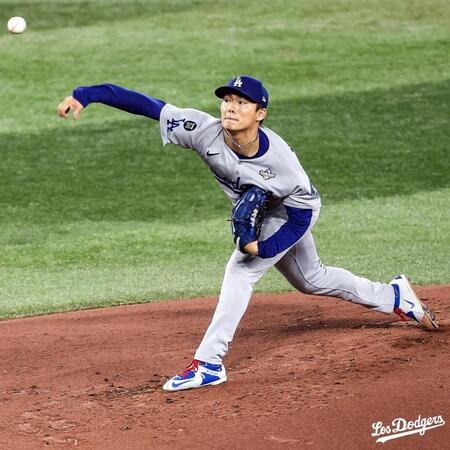 　ブルージェイズ打線を相手に１失点完投した山本（ロサンゼルス・ドジャース提供）