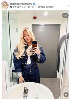 ＷＳ第１戦を観戦したフリーマンの妻チェルシーさんのインスタグラム＠ｃｈｅｌｓｅａｆｒｅｅｍａｎ５より