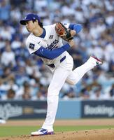 　ブルージェイズ戦に先発登板したドジャース・大谷（共同）