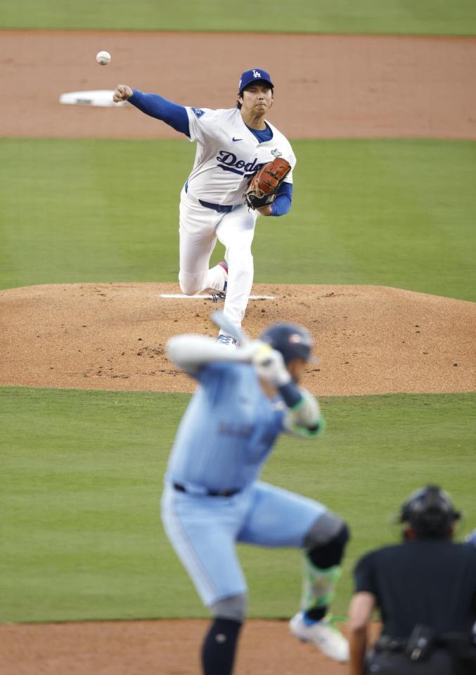　ブルージェイズ戦に先発したドジャース・大谷（共同）