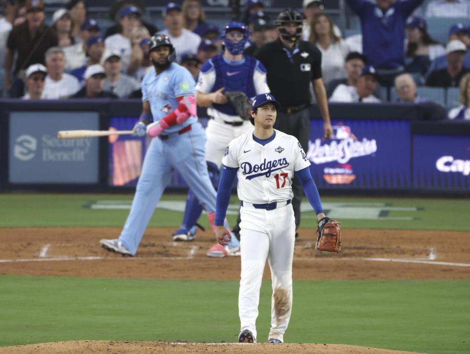 　３回、ゲレロに２ランを浴びたドジャース・大谷（共同）