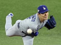 　ブルージェイズ戦に先発したドジャース・山本＝トロント（共同）
