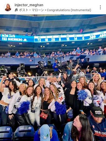 　スタンドで観戦する奥さま達。グラスノーの婚約者・メーガンさんのインスタグラム（ｉｎｊｅｃｔｏｒ＿ｍｅｇｈａｎ）より 