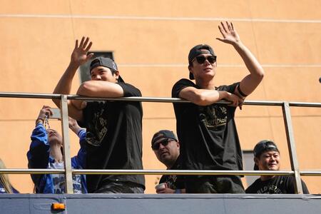 大谷翔平が３連覇宣言「来年、次のリングを獲りに行く準備はできている」本拠地が大歓声に包まれる　山本由伸の英語スピーチには拍手