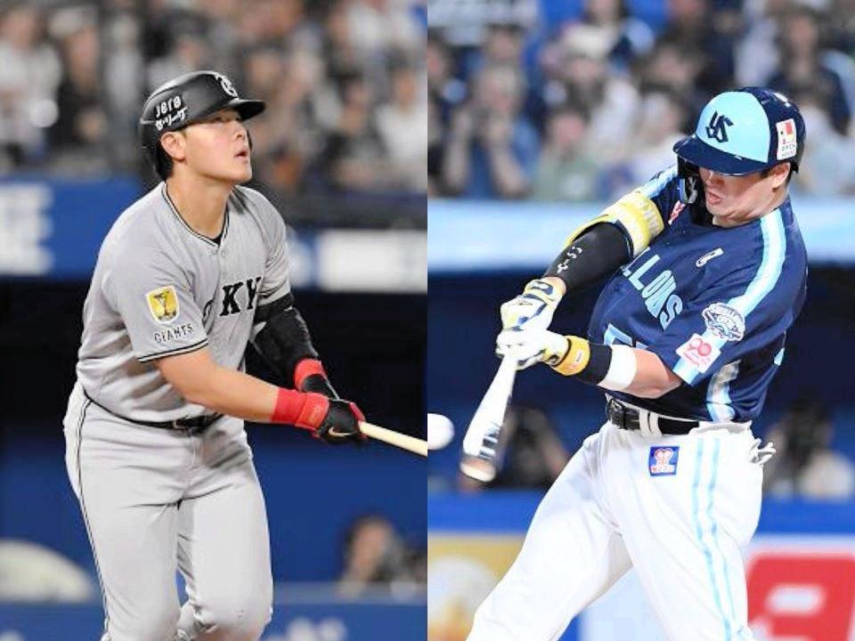 　今オフメジャ－移籍を目指す岡本（左）と村上