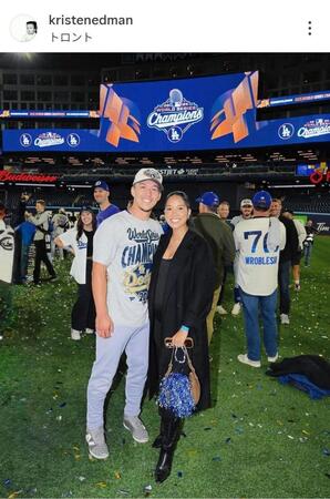 　エドマンの妻、クリスティンさんのインスタグラム（＠ｋｒｉｓｔｅｎｅｄｍａｎ）から