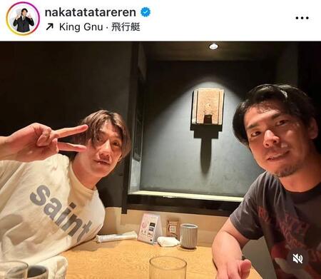 　中田廉氏インスタグラム（ｎａｋａｔａｔａｔａｒｅｒｅｎ）より