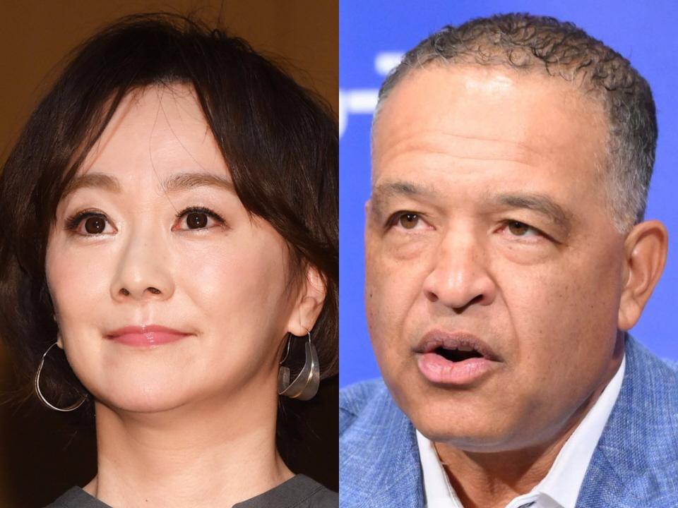 　木佐彩子（左）とドジャース・ロバーツ監督