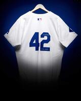 　落札された米大リーグ、ドジャース・大谷の背番号「４２」のユニホーム（サザビーズ提供・共同）