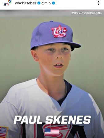 　ポール・スキーンズ。ＷＢＣ公式インスタグラム（ｗｂｃｂａｓｅｂａｌｌ）より