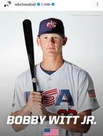 　ボビー・ウイットJr.。ＷＢＣ公式インスタグラム（ｗｂｃｂａｓｅｂａｌｌ）より