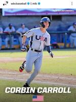 　コービン・キャロル。ＷＢＣ公式インスタグラム（ｗｂｃｂａｓｅｂａｌｌ）より