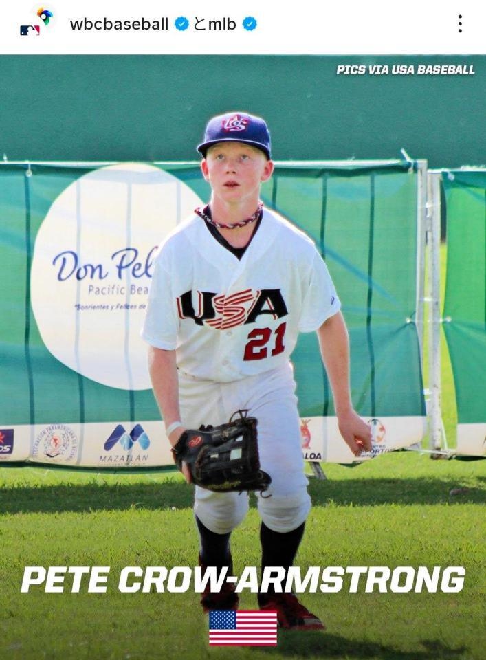 　ピート・クロウアームストロング。ＷＢＣ公式インスタグラム（ｗｂｃｂａｓｅｂａｌｌ）より