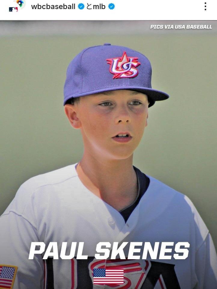 　ポール・スキーンズ。ＷＢＣ公式インスタグラム（ｗｂｃｂａｓｅｂａｌｌ）より