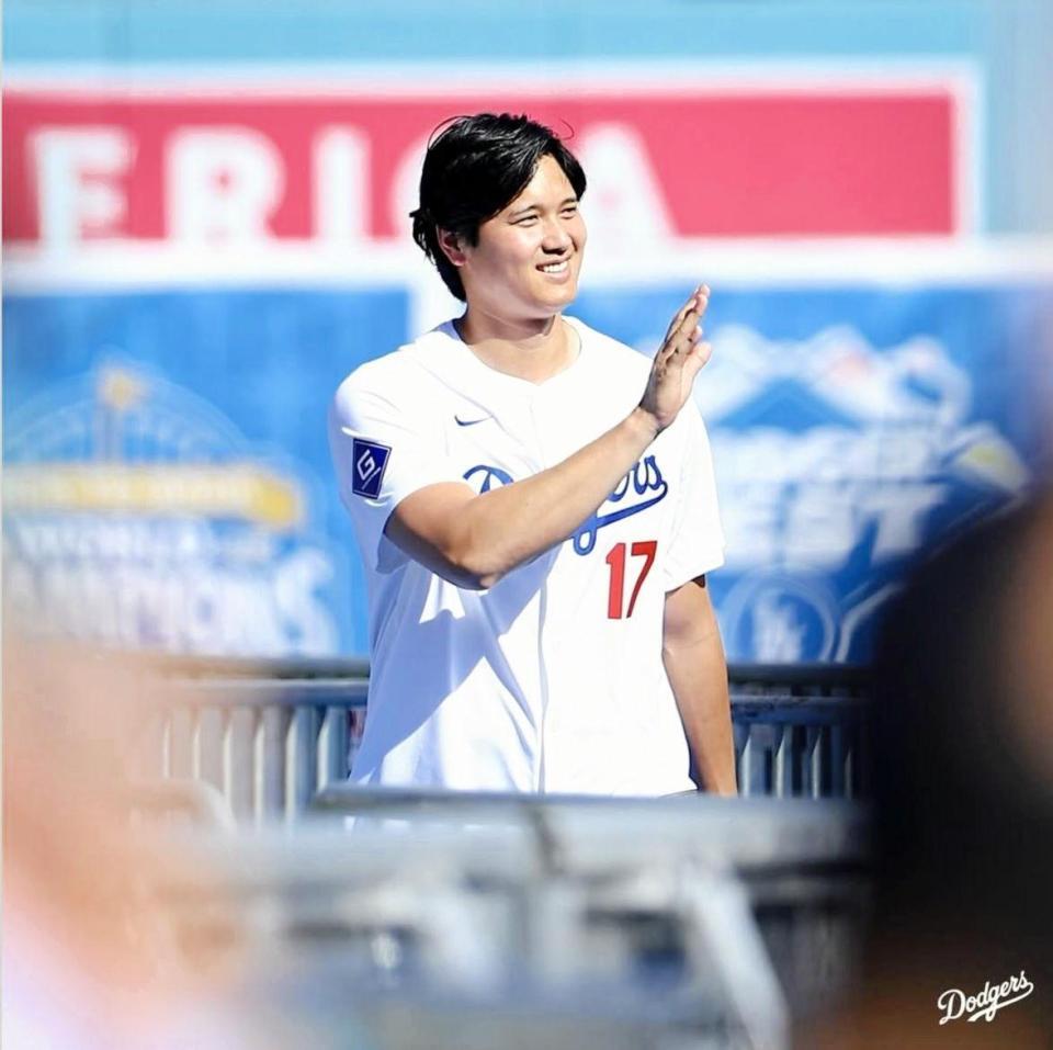 球団イベントに参加した大谷翔平（ロサンゼルス・ドジャース提供）