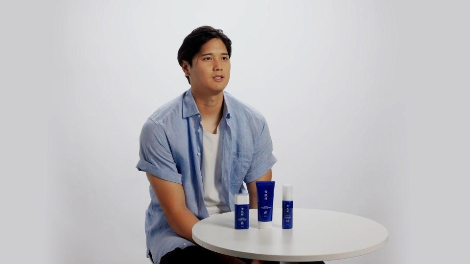 ＣＭの撮影に臨む大谷