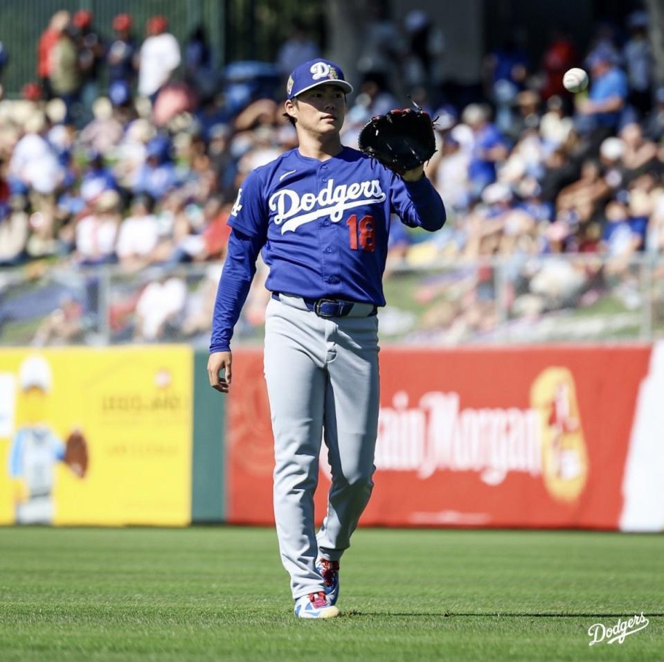 オープン戦に出場する山本由伸（ロサンゼルス・ドジャース提供）