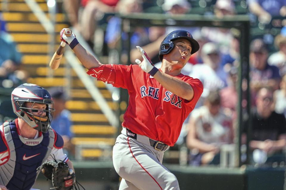 　ツインズ戦に「５番・左翼」で出場したレッドソックス・吉田。２打数無安打だった（ＡＰ＝共同）