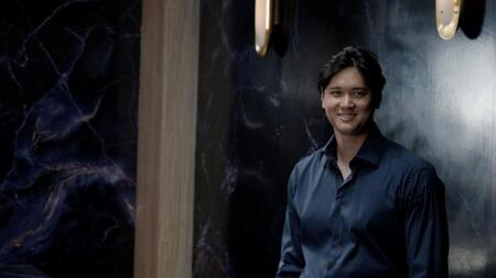 ＣＭの撮影に臨む大谷