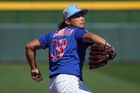 　パドレス戦に登板したカブスの今永＝２４日、米アリゾナ州メサ（Ｉｍａｇｎ　Ｉｍａｇｅｓ提供、ロイター＝共同）