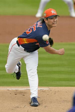　メッツ戦に先発で初登板したアストロズ・今井。１回を１安打無失点だった＝ウェストパームビーチ（共同）