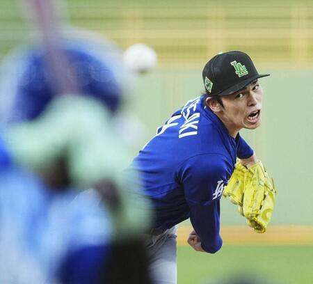 　ロイヤルズ戦に先発したドジャース・佐々木＝サプライズ（共同）