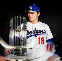 　ゴールドユニを身にまとった山本（ロサンゼルス・ドジャース提供）