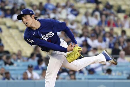 　エンゼルス戦に先発登板したドジャース・佐々木＝ロサンゼルス（共同）