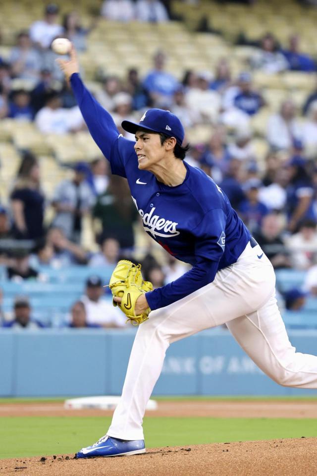 　エンゼルス戦に先発登板したドジャース・佐々木＝ロサンゼルス（共同）