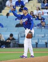 　エンゼルス戦に先発登板したドジャース・大谷＝ロサンゼルス（共同）