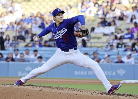 エンゼルス戦に先発登板したドジャース・大谷翔平（提供・共同通信社）