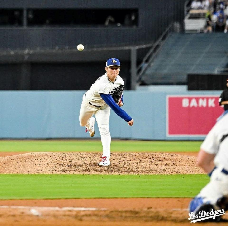 　６回２失点と力投した山本（ロサンゼルス・ドジャース提供）
