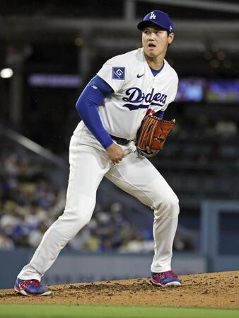 　ガーディアンズ戦で今季初めての投打同時出場を果たし、勝利投手になった大谷（共同）