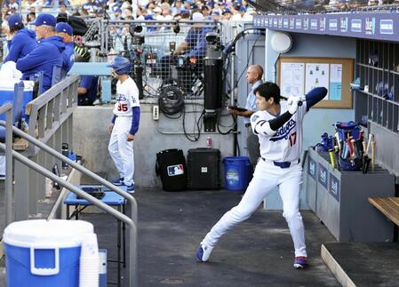 ガーディアンズ戦に臨む大谷（共同）