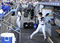 ガーディアンズ戦に臨む大谷（共同）