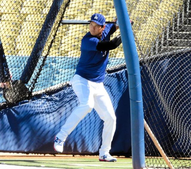 大谷翔平 異例の試合前屋外フリー打撃