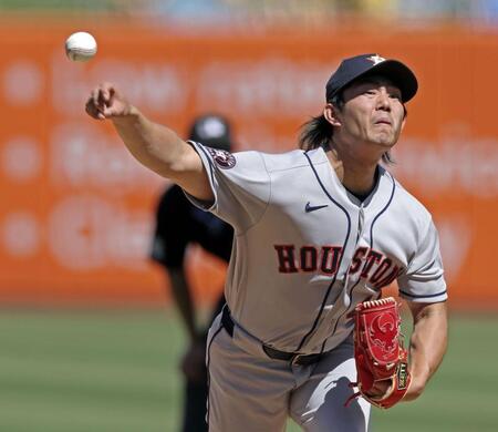 　アスレチックス戦に先発し、５回２／３を３安打無失点でメジャー初勝利を挙げたアストロズ・今井＝サクラメント（共同）