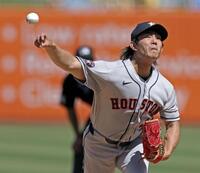 　アスレチックス戦に先発し、５回２／３を３安打無失点でメジャー初勝利を挙げたアストロズ・今井＝サクラメント（共同）