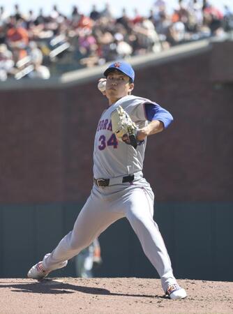 　ジャイアンツ戦に先発したメッツ・千賀＝サンフランシスコ（共同）