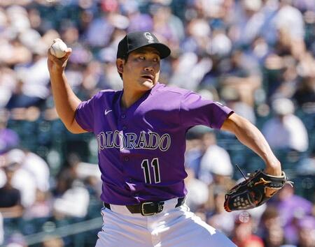 　フィリーズ戦に先発し、６回１失点で今季初勝利を挙げたロッキーズ・菅野＝デンバー（ロイター＝共同）