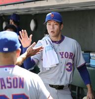 　ジャイアンツ戦に臨むメッツ・千賀＝サンフランシスコ（共同）