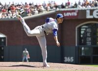 　ジャイアンツ戦に先発し、５回２／３を２失点だったメッツ・千賀。勝敗は付かなかった＝サンフランシスコ（共同）