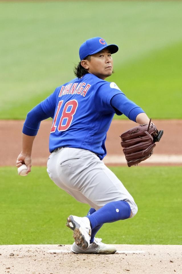 　ガーディアンズとのダブルヘッダー第２試合に先発したカブス・今永。５回０／３を３安打１失点で勝敗は付かなかった＝クリーブランド（共同）