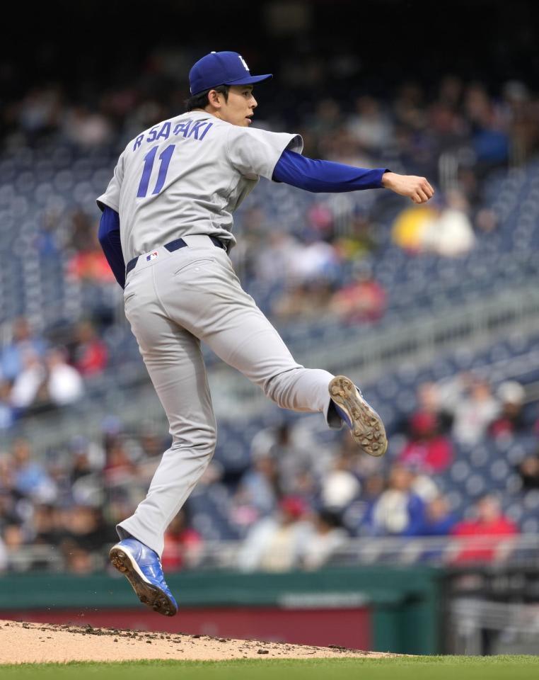 　ナショナルズ戦に先発したドジャース・佐々木＝ワシントン（共同）