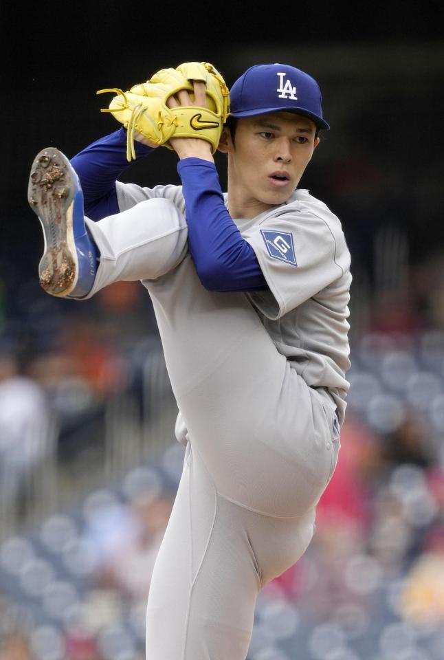 　ナショナルズ戦に先発したドジャース・佐々木＝ワシントン（共同）