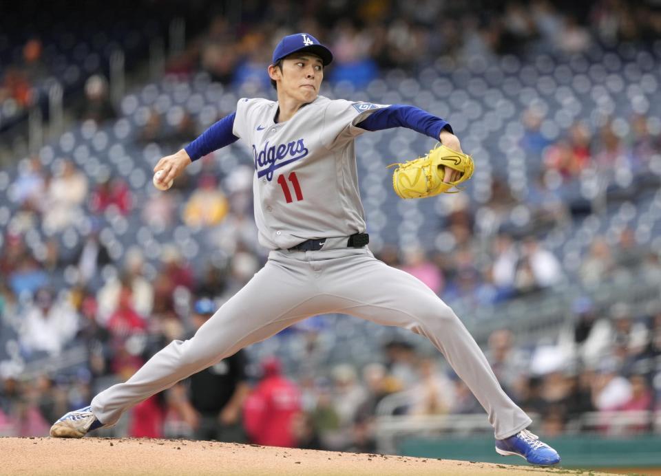 　ナショナルズ戦に先発したドジャース・佐々木＝ワシントン（共同）