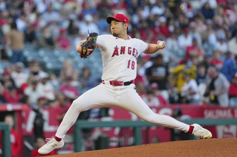 　ブレーブス戦に先発登板したエンゼルス・菊池＝アナハイム（共同）