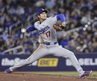 　ブルージェイズ戦に先発したドジャース・大谷＝トロント（共同）