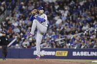 　ブルージェイズ戦に先発登板したドジャース・大谷＝トロント（共同）